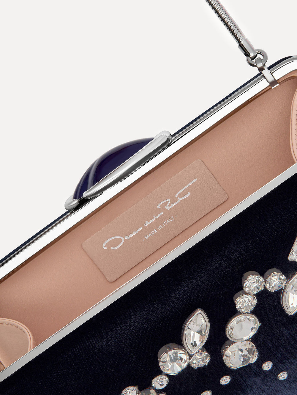 Oscar de la Renta Crystal Cluster Embroidered Minaudière