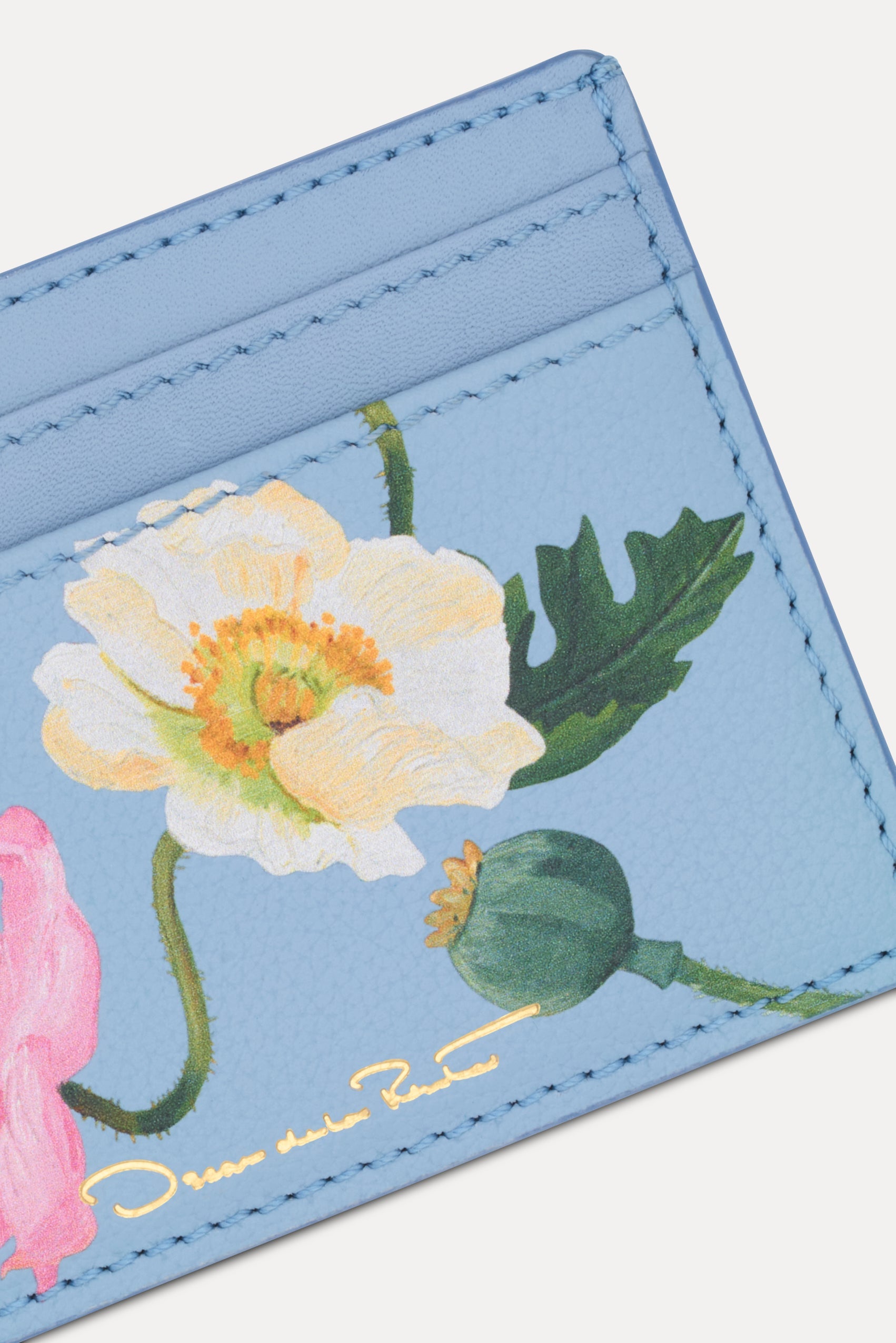 Oscar de la Renta Poppy-Printed Card Case