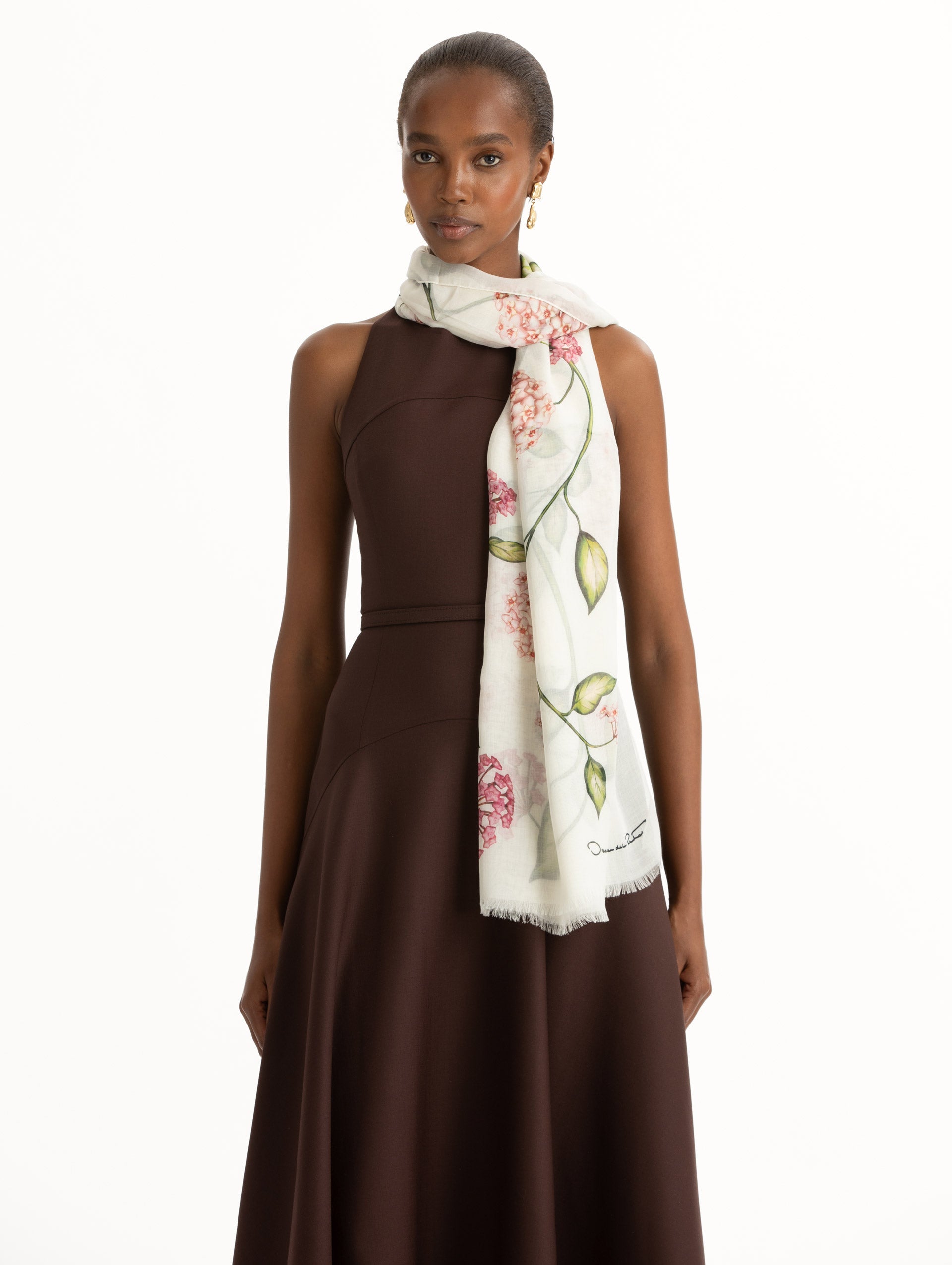 Oscar de la Renta Porcelain Flower Modal Cashmere Scarf