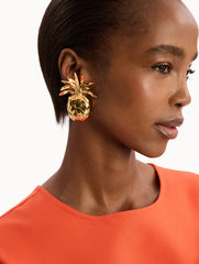 Oscar de la Renta Pineapple Clip-On Earrings