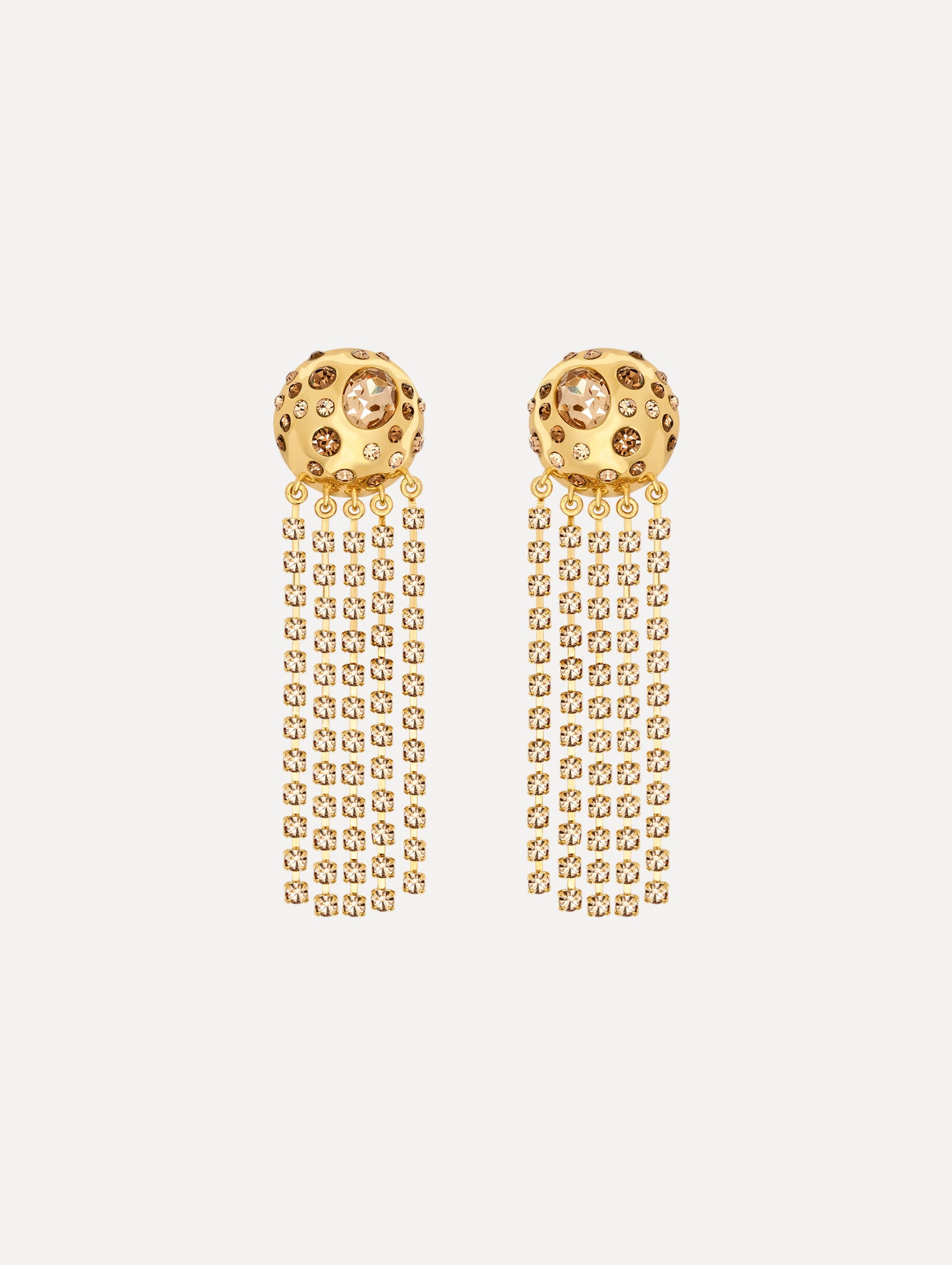Oscar de la Renta Crystal Fringe Chandelier Earrings