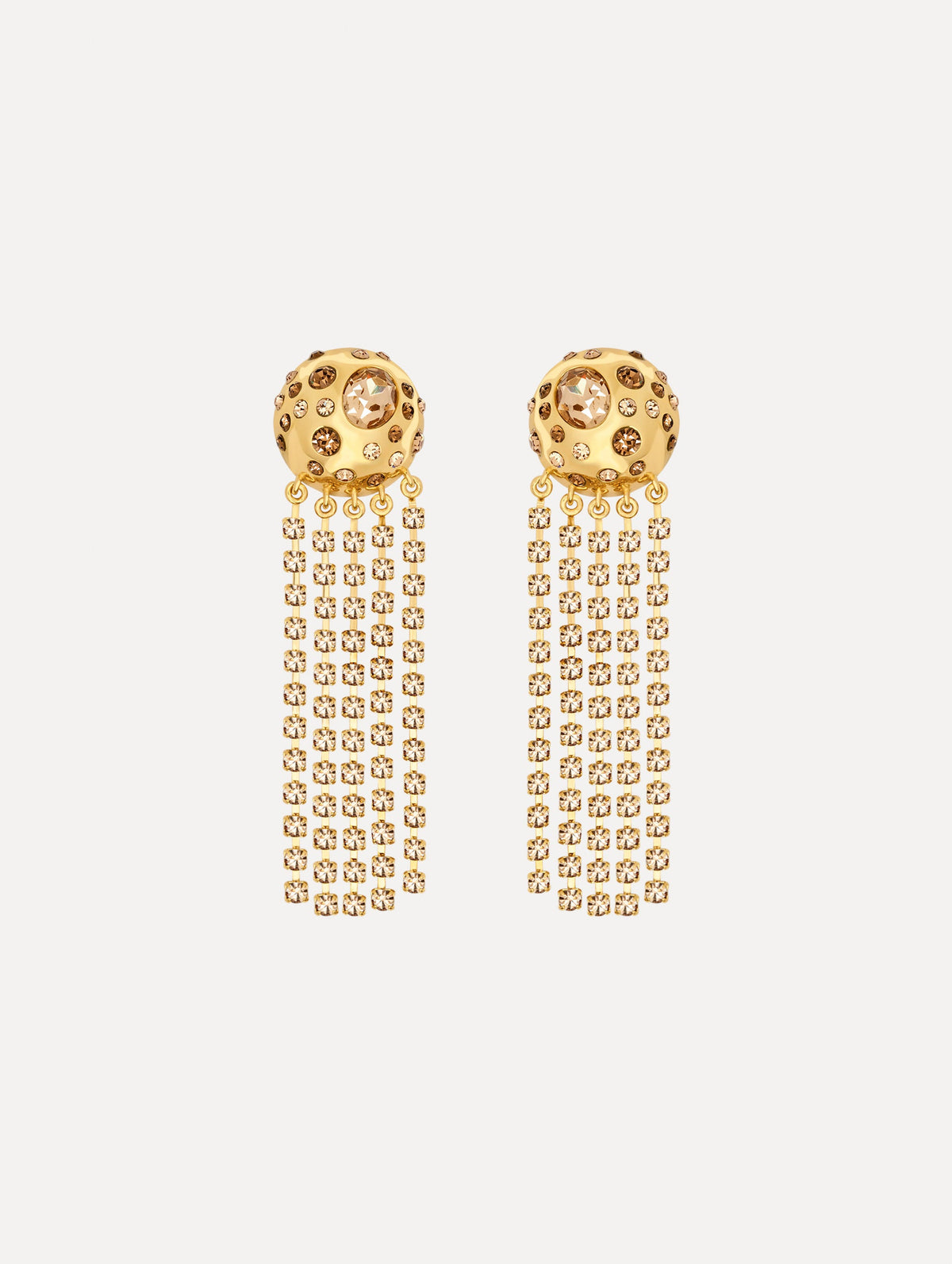 Oscar de la Renta Crystal Fringe Chandelier Earrings