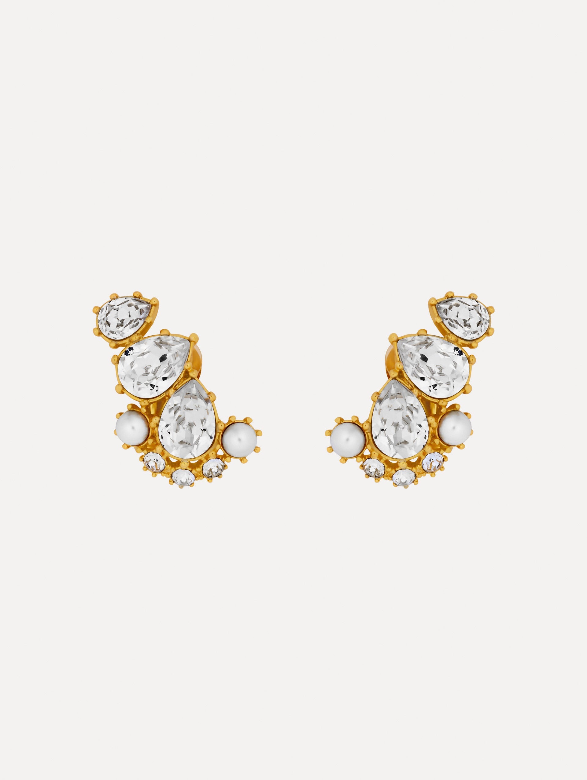 Oscar de la Renta Faceted Crystal Cuff Clip-On Earrings
