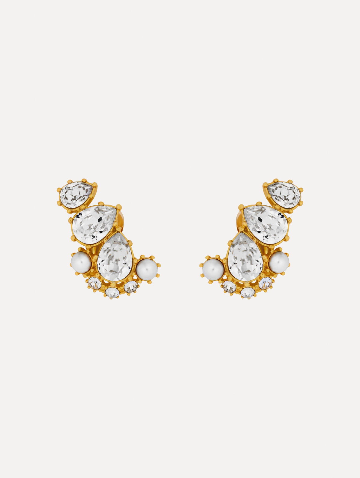 Oscar de la Renta Faceted Crystal Cuff Clip-On Earrings