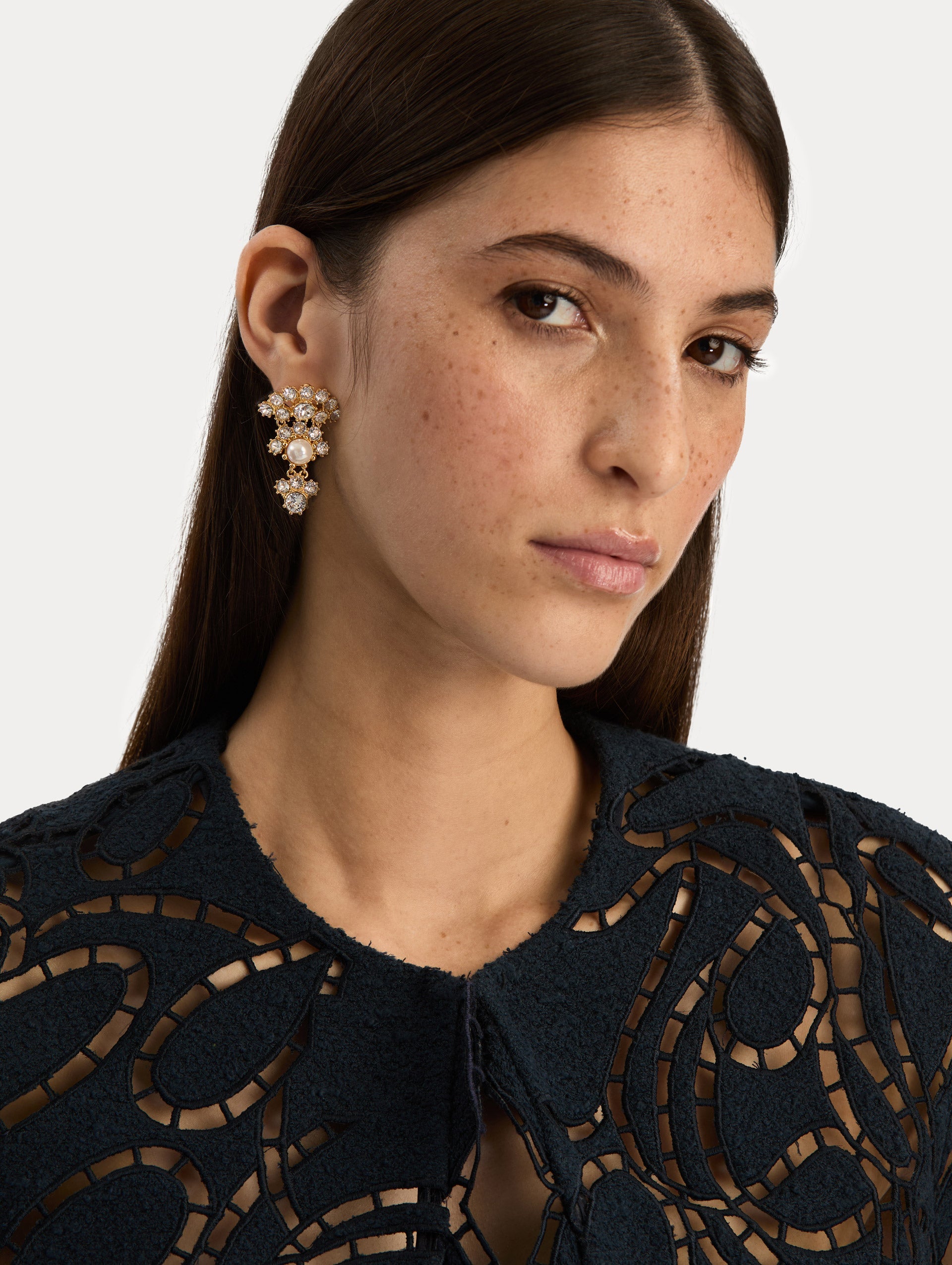 Oscar de la Renta Faceted Crystal Arch Drop Earrings