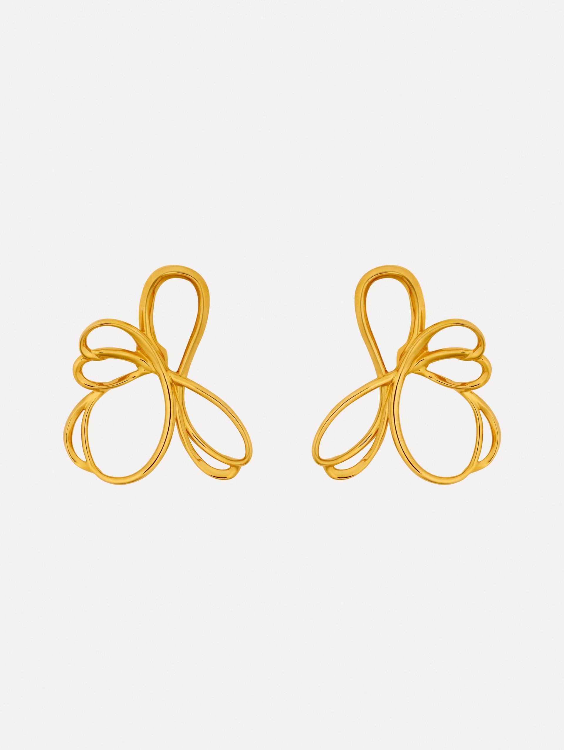 Oscar de la Renta Threaded Flower Asymmetrical Clip-On Earrings