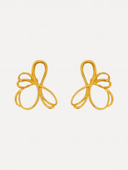 Oscar de la Renta Threaded Flower Asymmetrical Clip-On Earrings