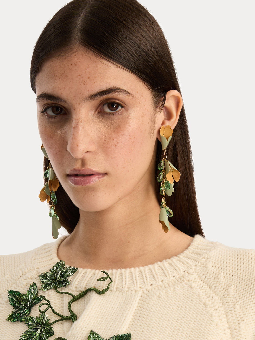 Oscar de la Renta Bellflower Drop Earrings