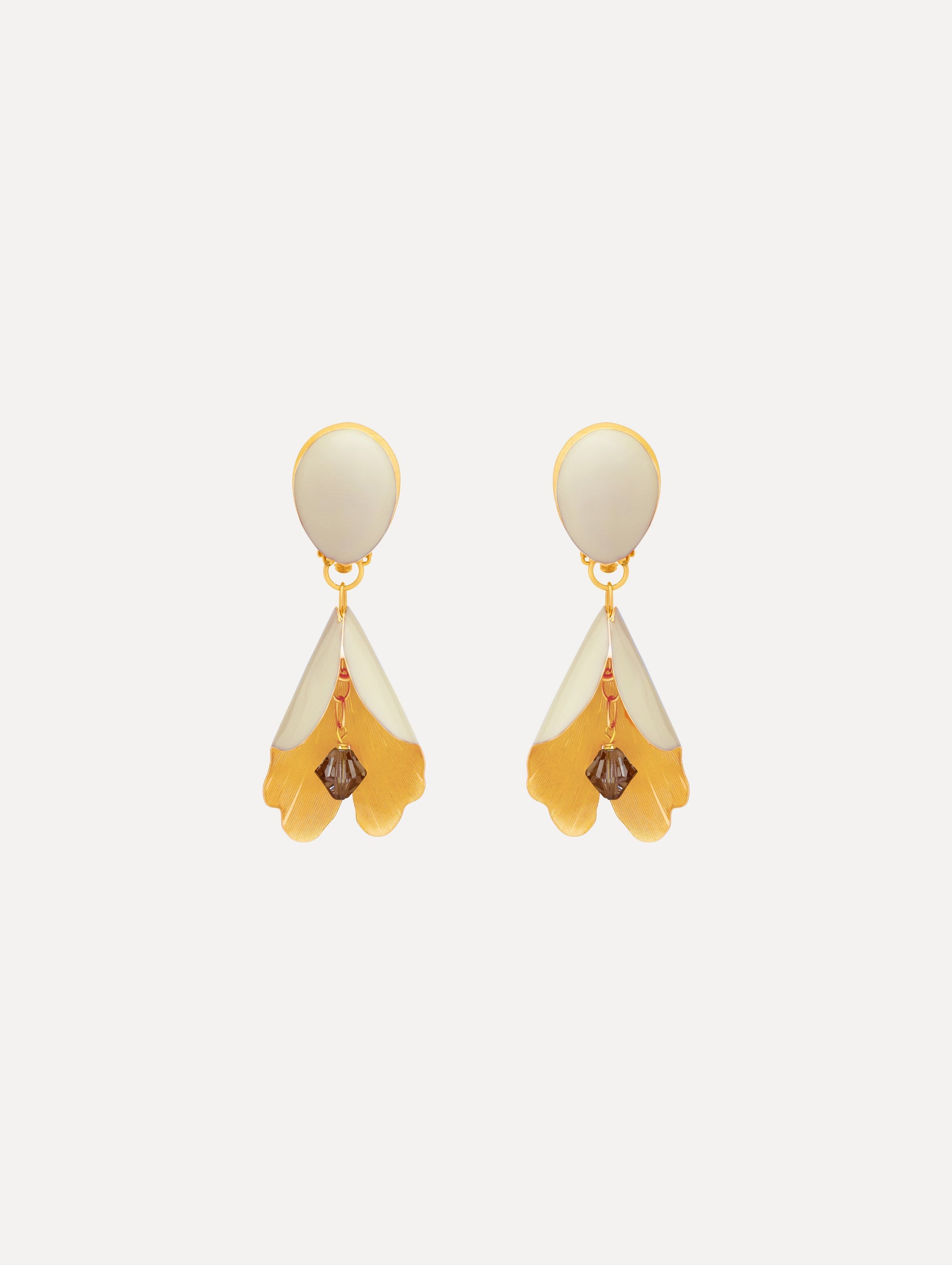 Oscar de la Renta Enamel Bellflower Clip-On Earrings
