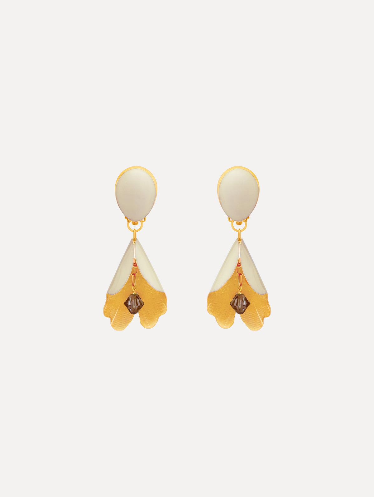 Oscar de la Renta Enamel Bellflower Clip-On Earrings