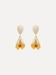 Oscar de la Renta Enamel Bellflower Clip-On Earrings