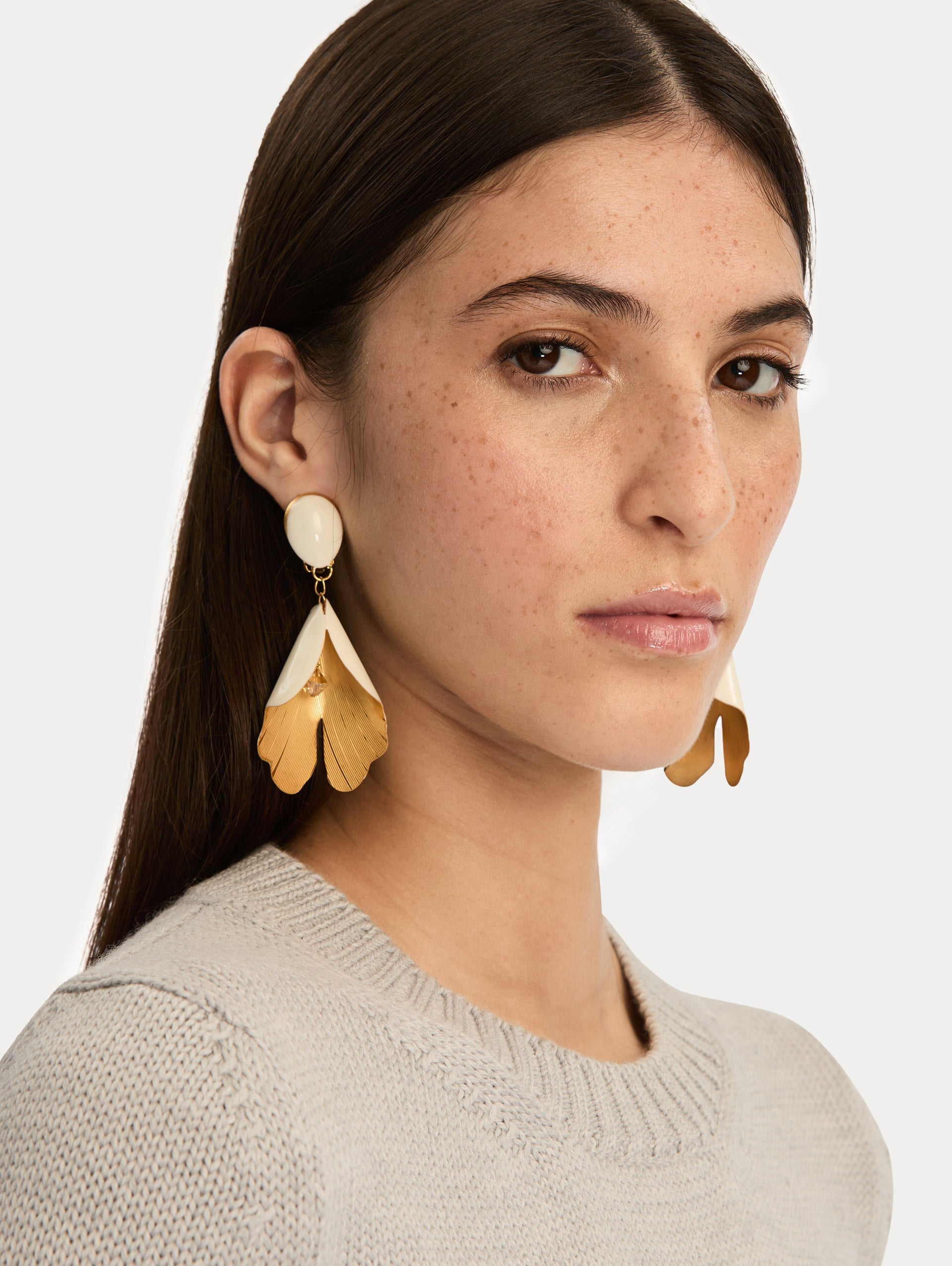 Oscar de la Renta Enamel Bellflower Clip-On Earrings
