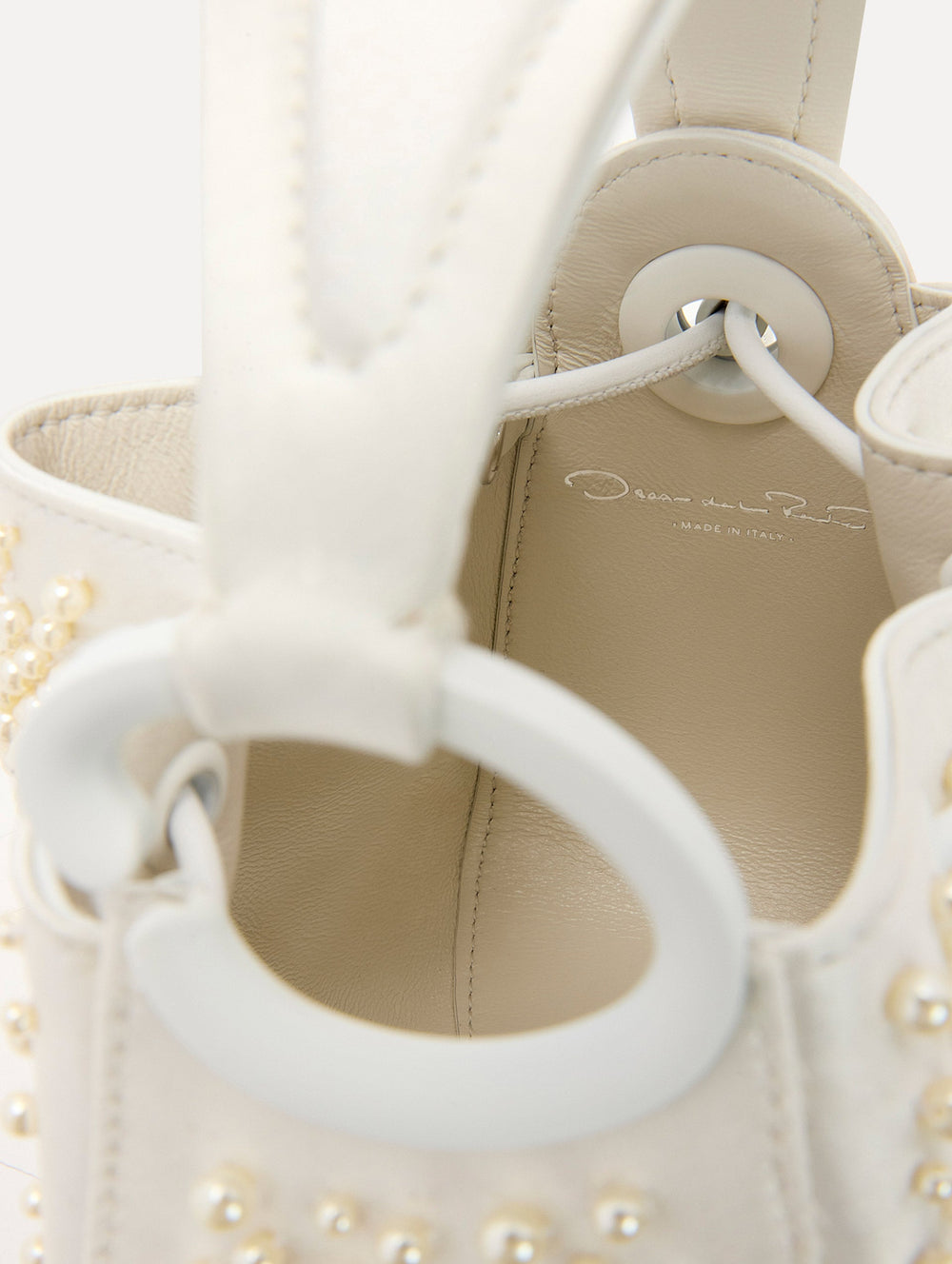 Oscar de la Renta Nano Pearl Embroidered O Handle Bag