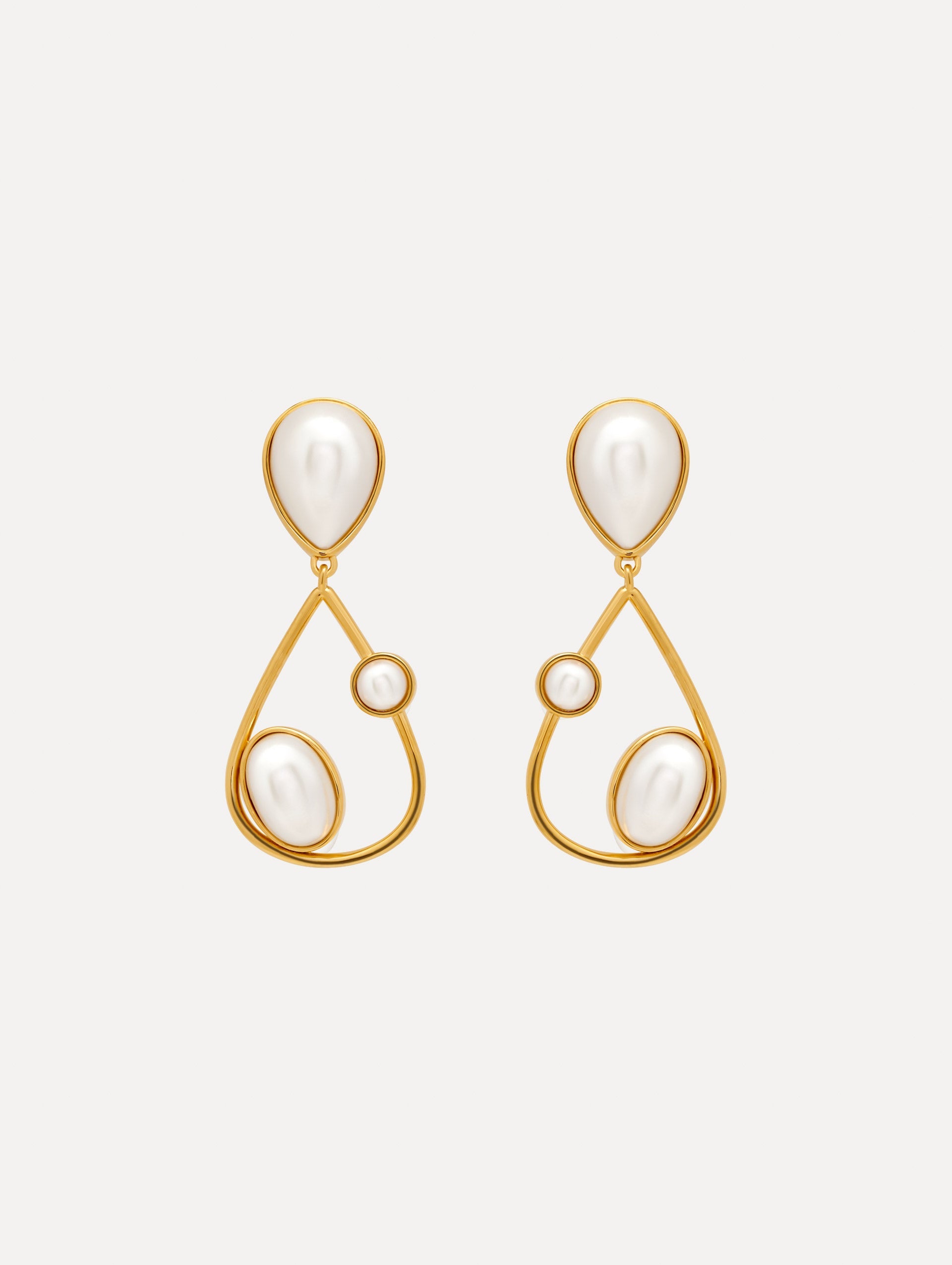 Oscar de la Renta Pearl Cabochon Drop Clip-On Earrings