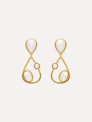 Oscar de la Renta Pearl Cabochon Drop Clip-On Earrings