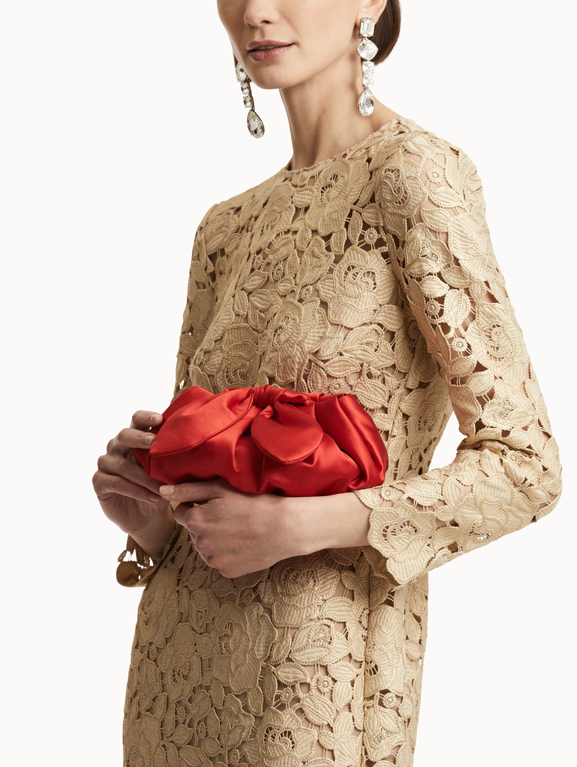 Oscar de la Renta Mini Satin Bow Clutch