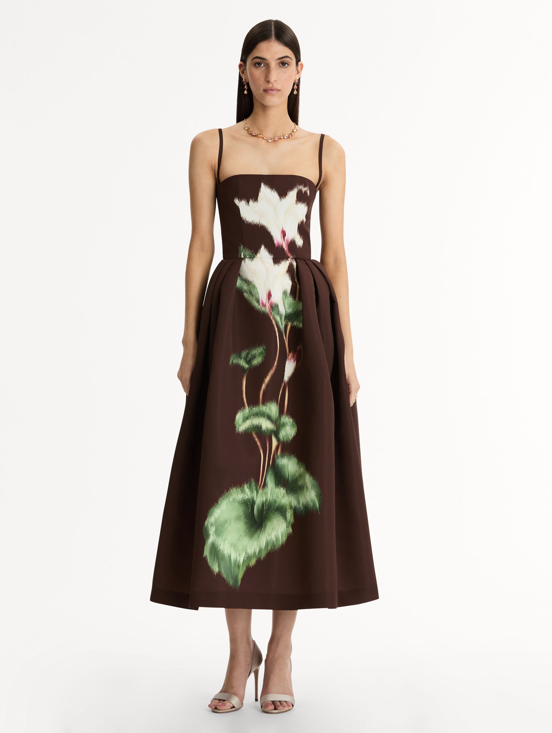 Oscar de la Renta Chiné Cyclamen Faille Cocktail Dress