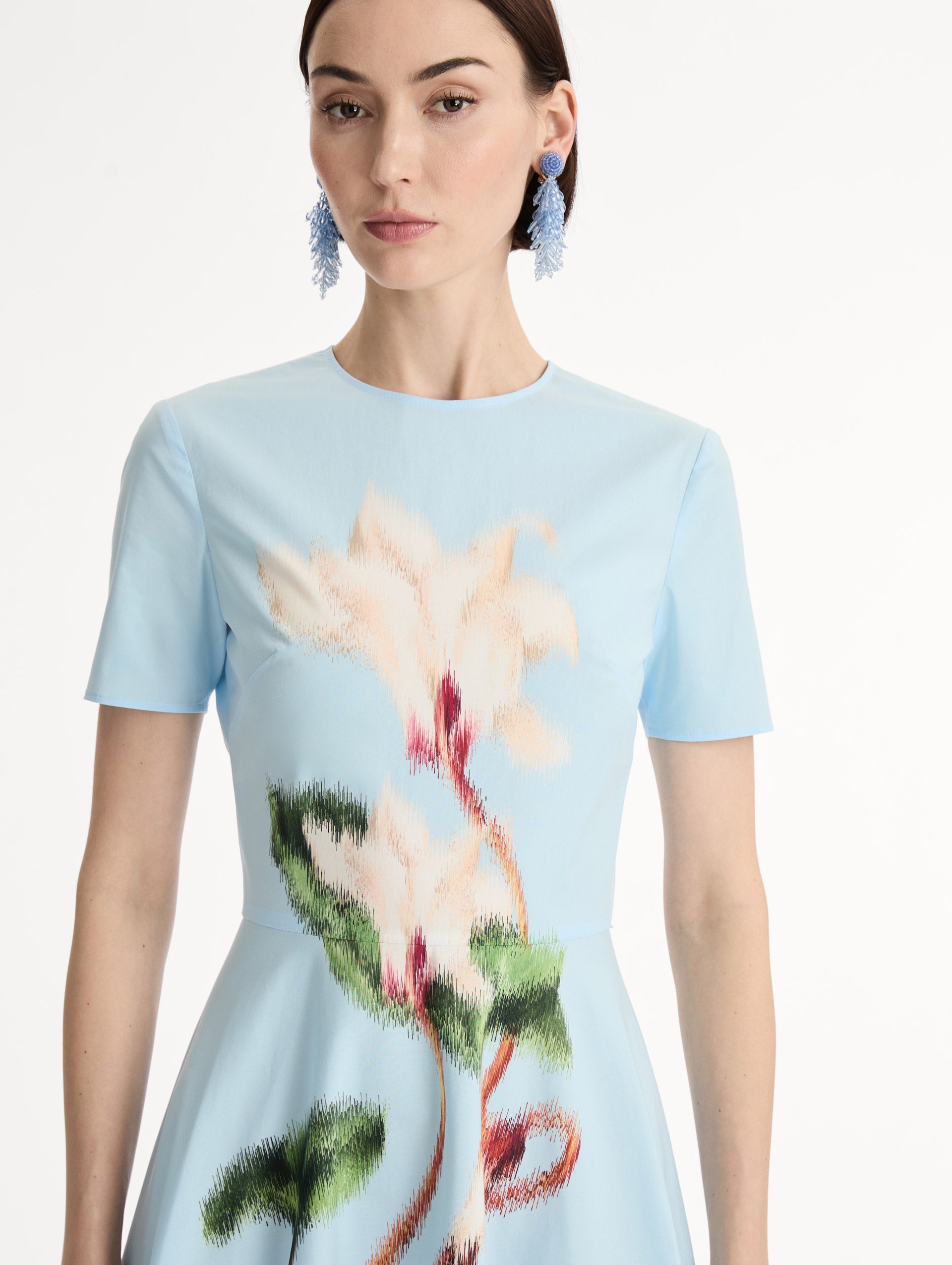 Oscar de la Renta Chiné Cyclamen Cotton Poplin Dress
