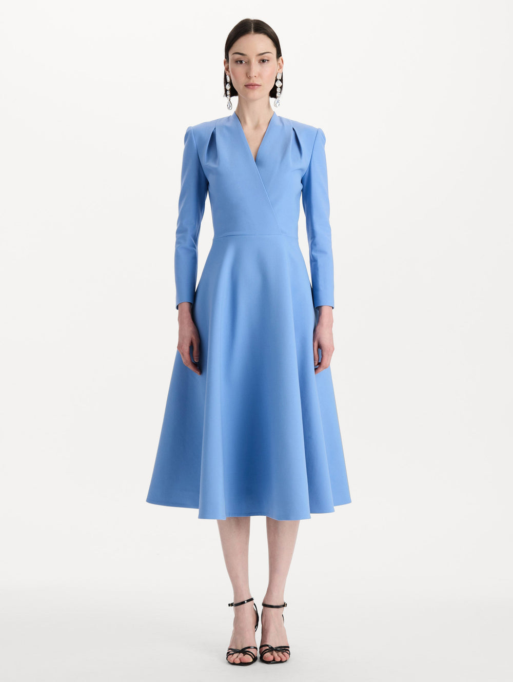 Oscar de la Renta Wool-Blend Long-Sleeve Dress