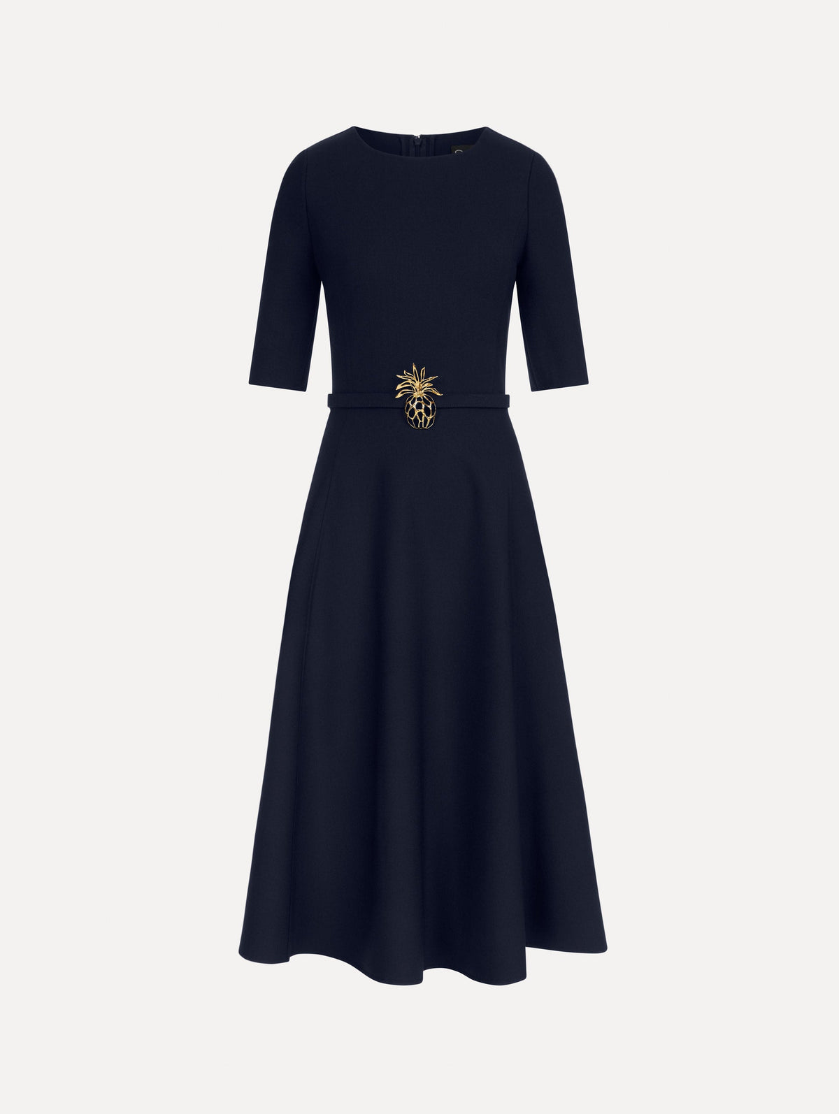 Oscar de la Renta Pineapple Belt Wool Dress