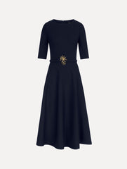 Oscar de la Renta Pineapple Belt Wool Dress