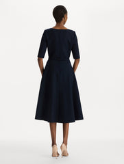 Oscar de la Renta Pineapple Belt Wool Dress