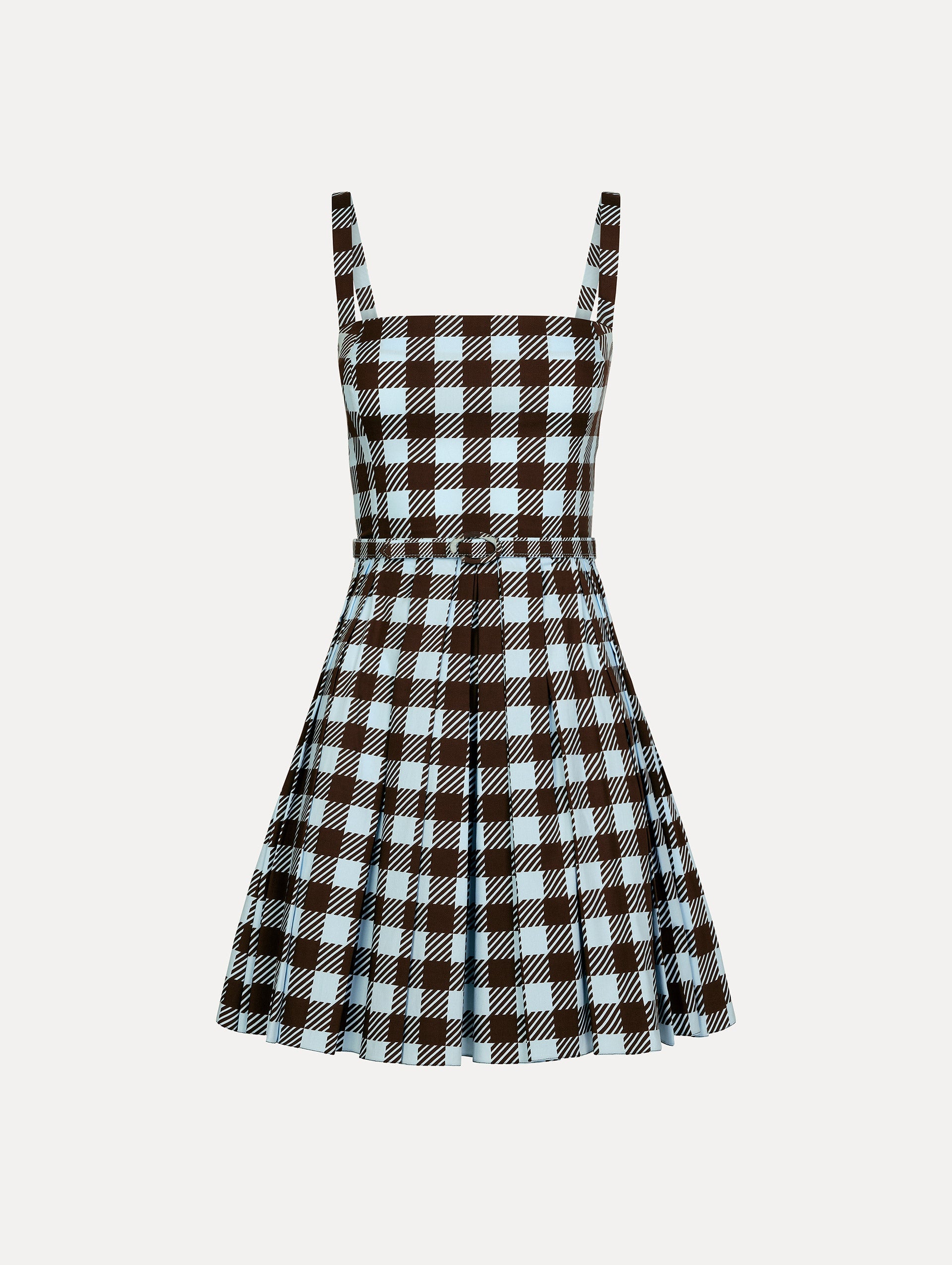 Oscar de la Renta Gingham Cotton Poplin Sleeveless Dress
