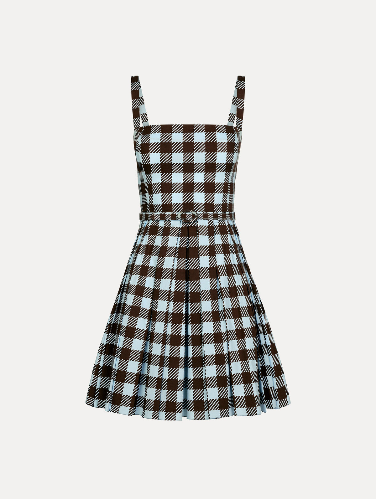 Oscar de la Renta Gingham Cotton Poplin Sleeveless Dress