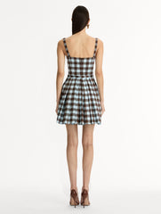 Oscar de la Renta Gingham Cotton Poplin Sleeveless Dress