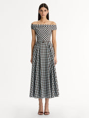 Oscar de la Renta Gingham Cotton Poplin Dress