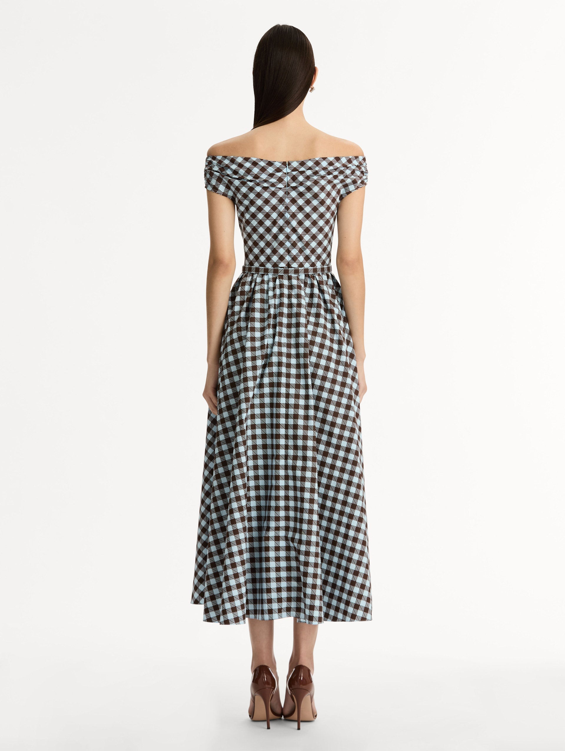 Oscar de la Renta Gingham Cotton Poplin Dress