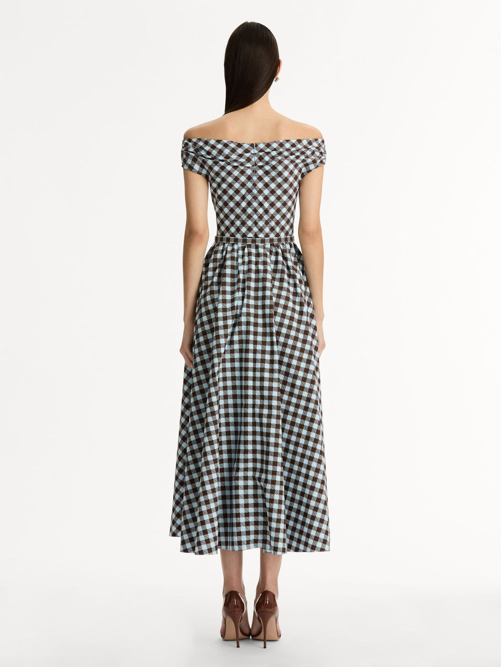 Oscar de la Renta Gingham Cotton Poplin Dress
