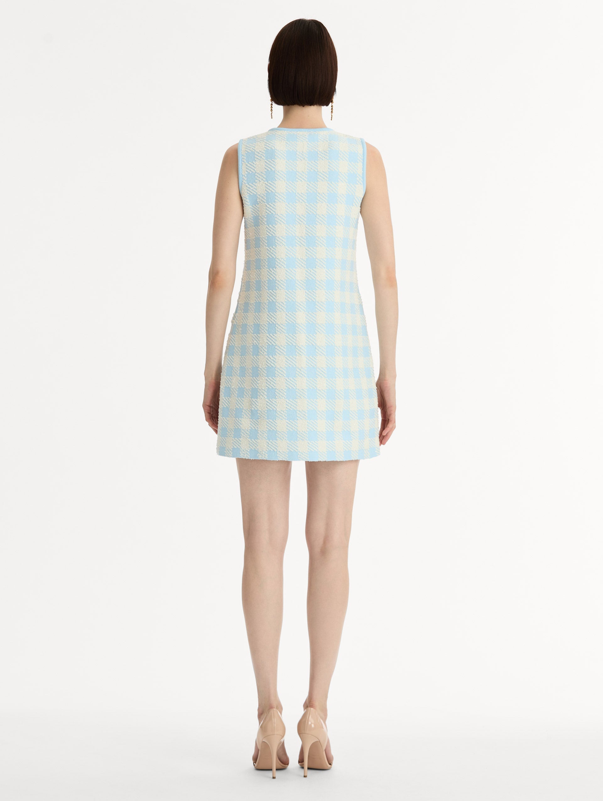 Oscar de la Renta Gingham Jacquard Shift Dress
