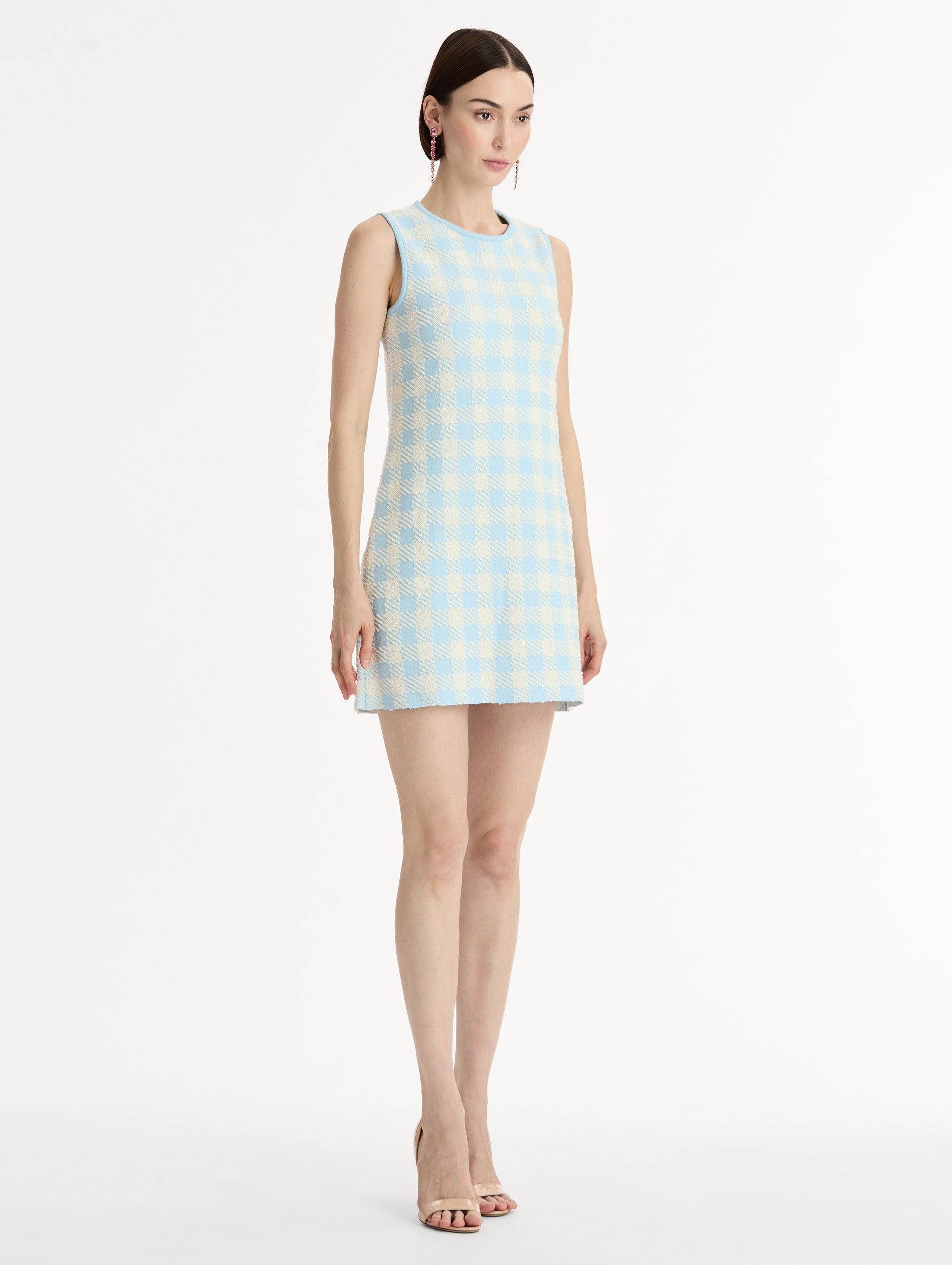Oscar de la Renta Gingham Jacquard Shift Dress