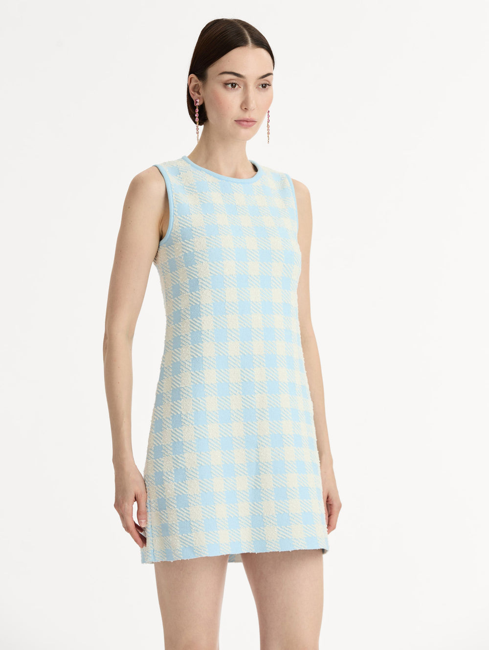 Oscar de la Renta Gingham Jacquard Shift Dress