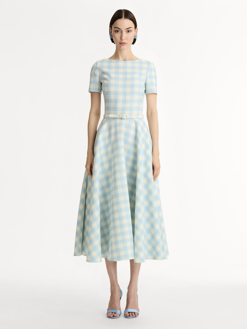 Oscar de la Renta Gingham Wool-Blend Dress