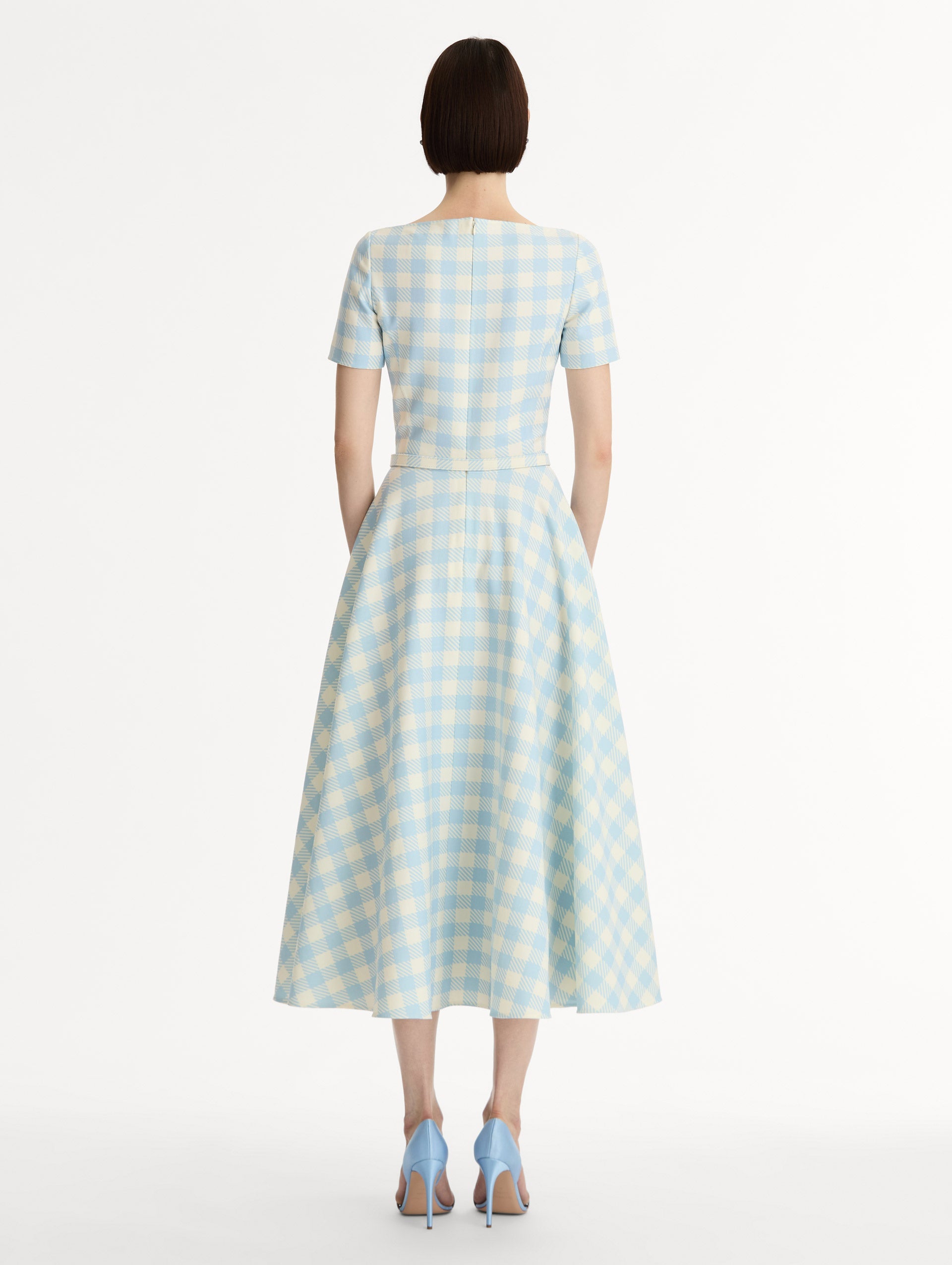Oscar de la Renta Gingham Wool-Blend Dress