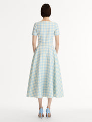Oscar de la Renta Gingham Wool-Blend Dress