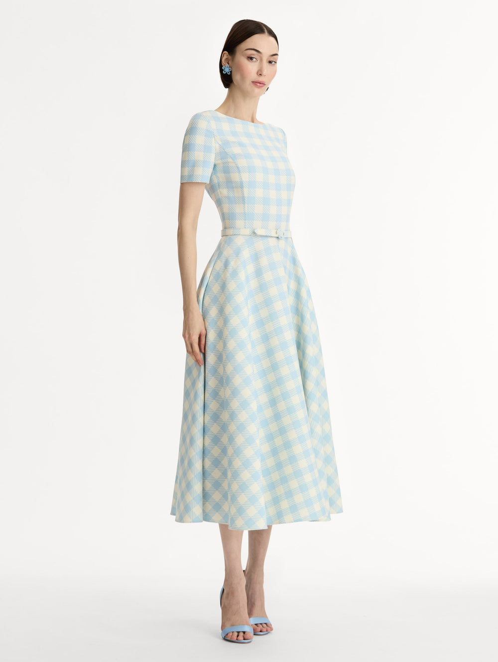 Oscar de la Renta Gingham Wool-Blend Dress