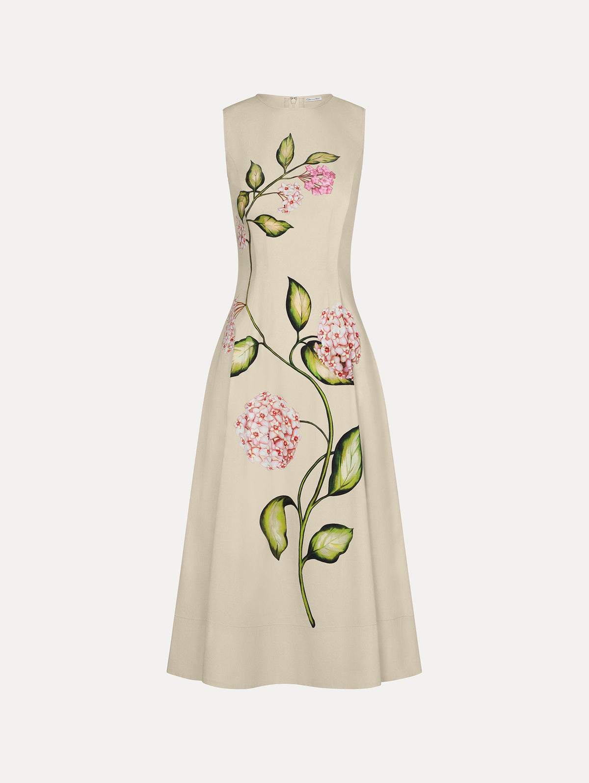 Oscar de la Renta Porcelain Flower Cotton Poplin Sleeveless Dress