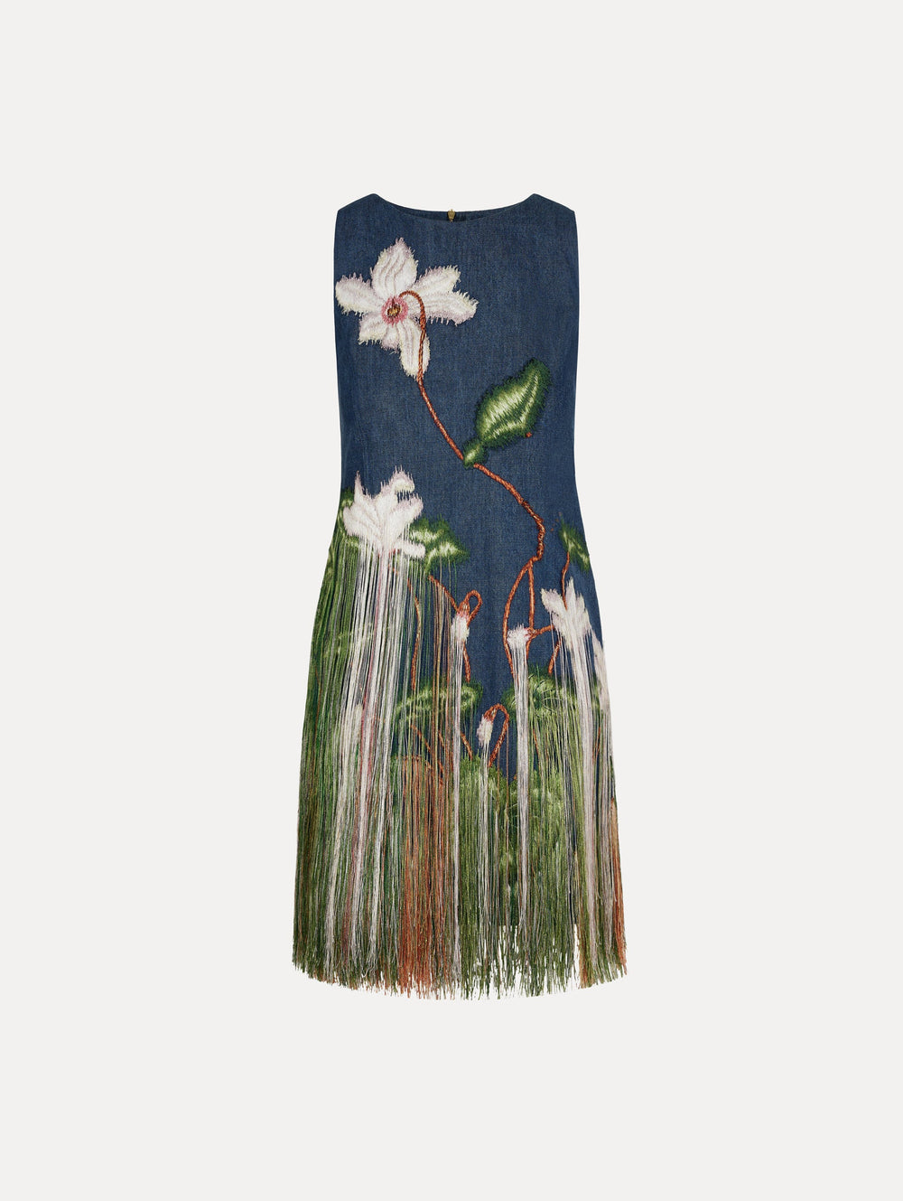 Oscar de la Renta Chiné Cyclamen Threadwork Fringe Shift Dress