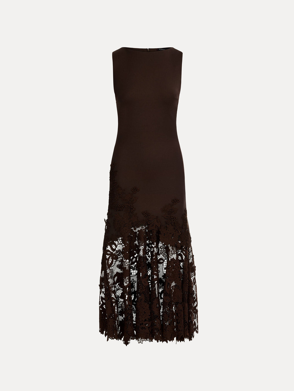 Oscar de la Renta Porcelain Flower Guipure Trumpet Dress