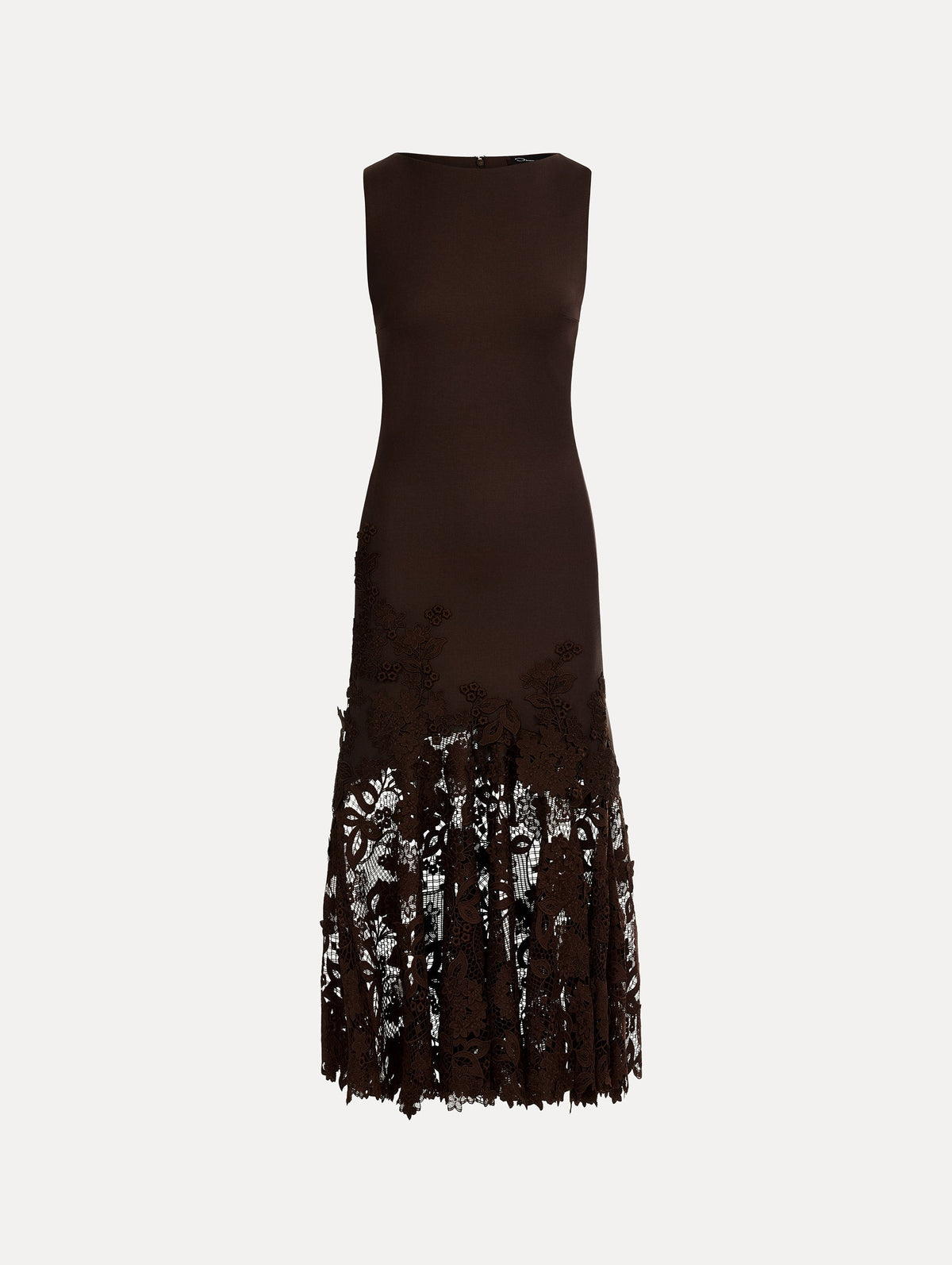 Oscar de la Renta Porcelain Flower Guipure Trumpet Dress