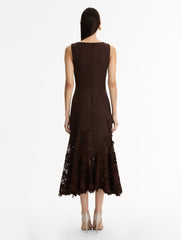 Oscar de la Renta Porcelain Flower Guipure Trumpet Dress