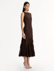 Oscar de la Renta Porcelain Flower Guipure Trumpet Dress