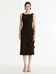 Oscar de la Renta Porcelain Flower Cutout Dress