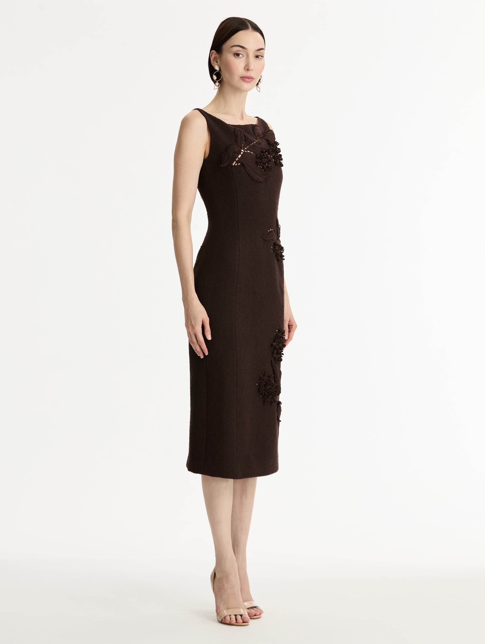 Oscar de la Renta Porcelain Flower Cutout Dress