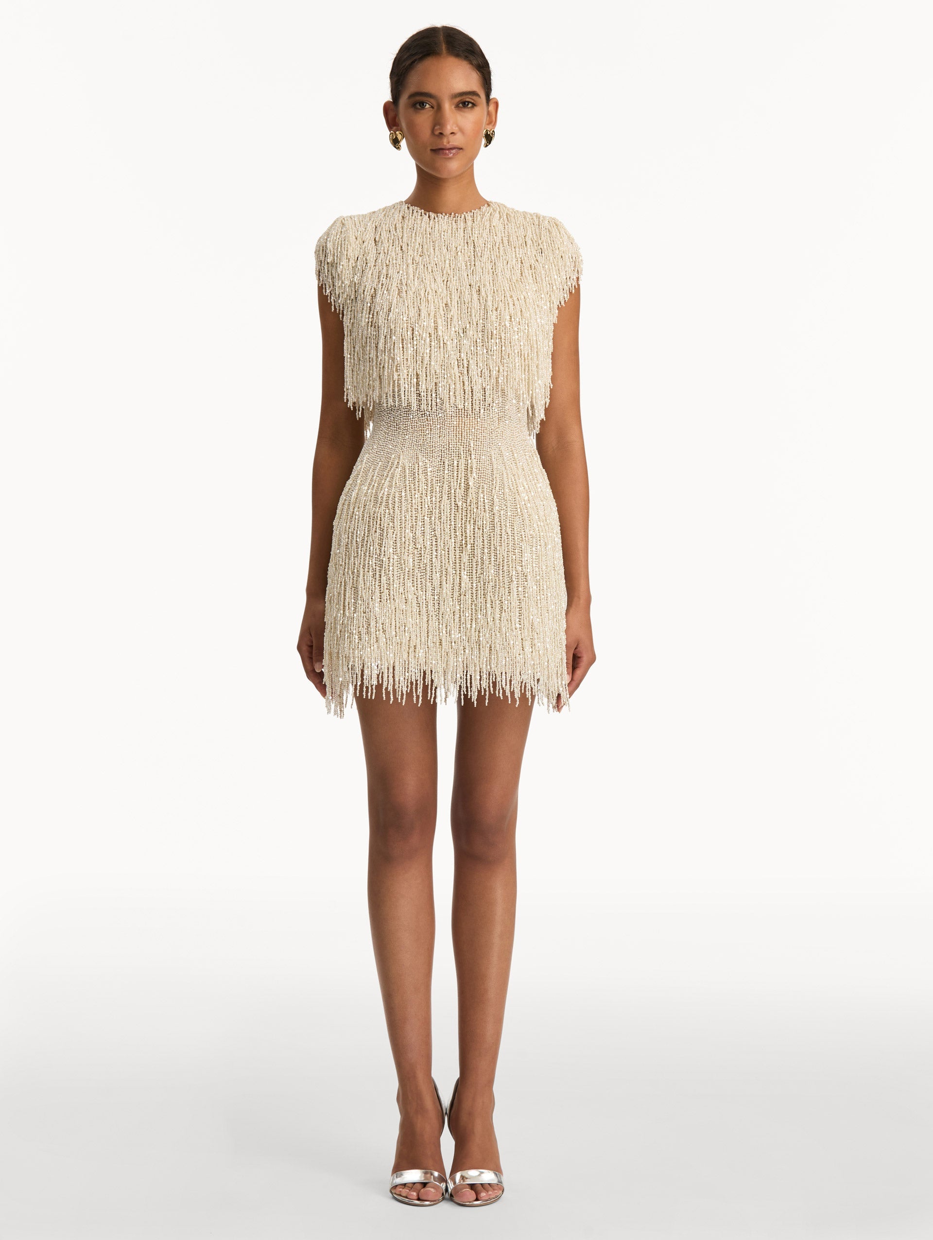 Oscar de la Renta Pearl Fringe Cocktail Dress