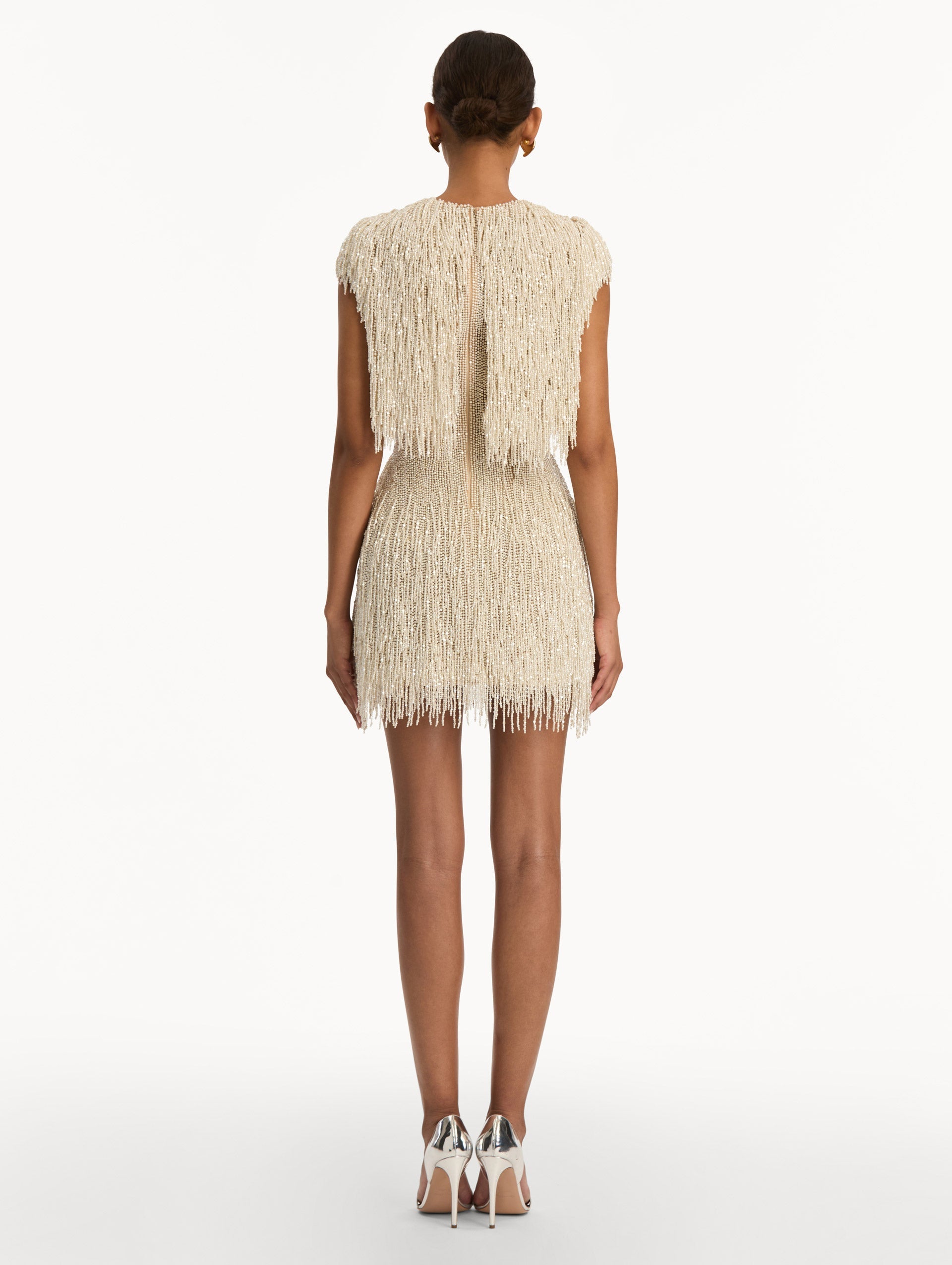 Oscar de la Renta Pearl Fringe Cocktail Dress