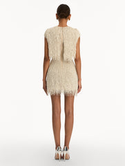 Oscar de la Renta Pearl Fringe Cocktail Dress